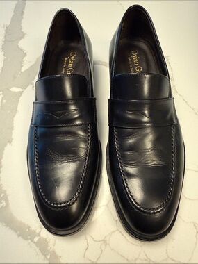 Dylan Gray Black Leather Slip-On Loafers for Men
